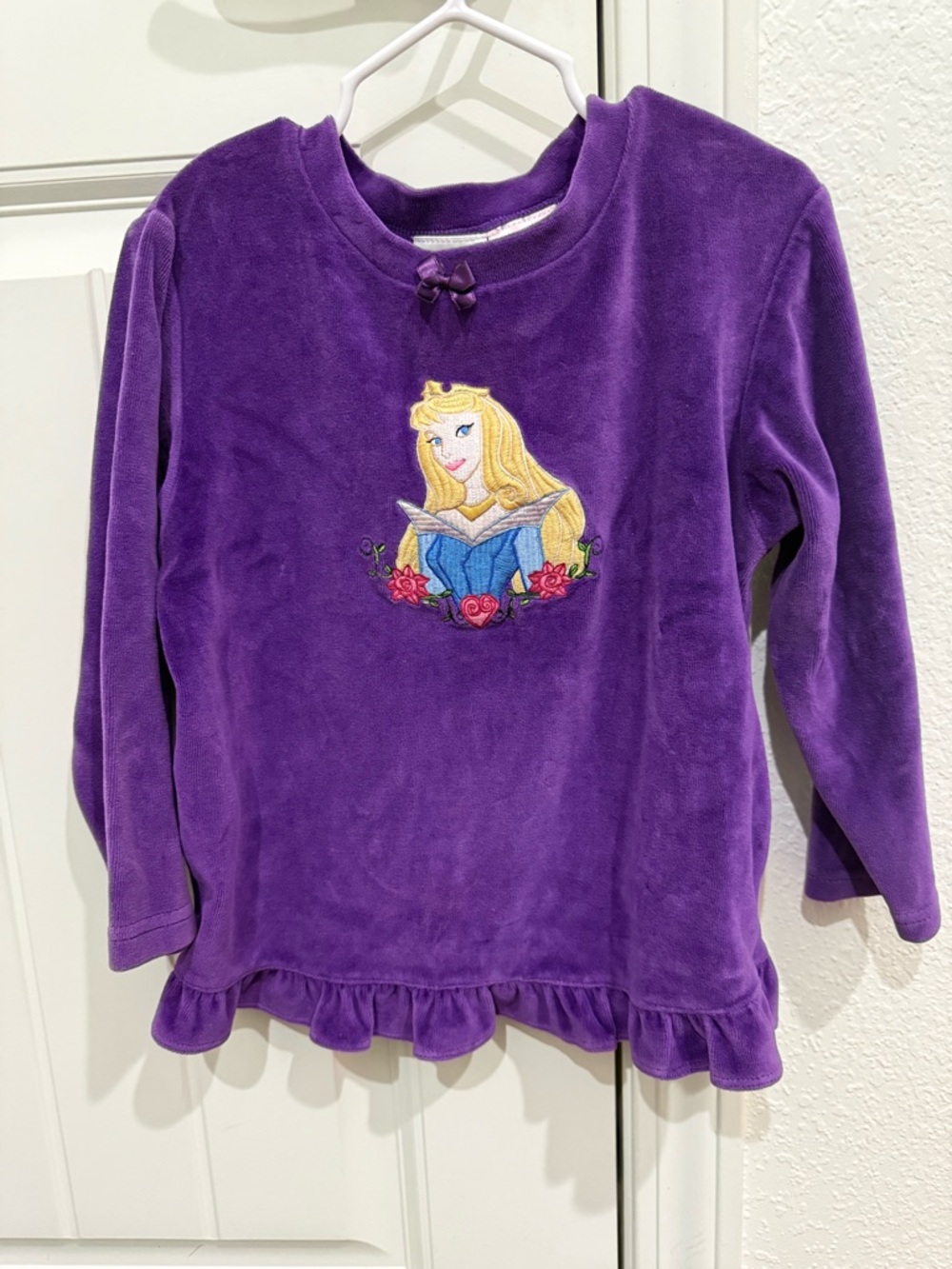Girls Vintage Velour Disney Princess Set with Embroidered Princess